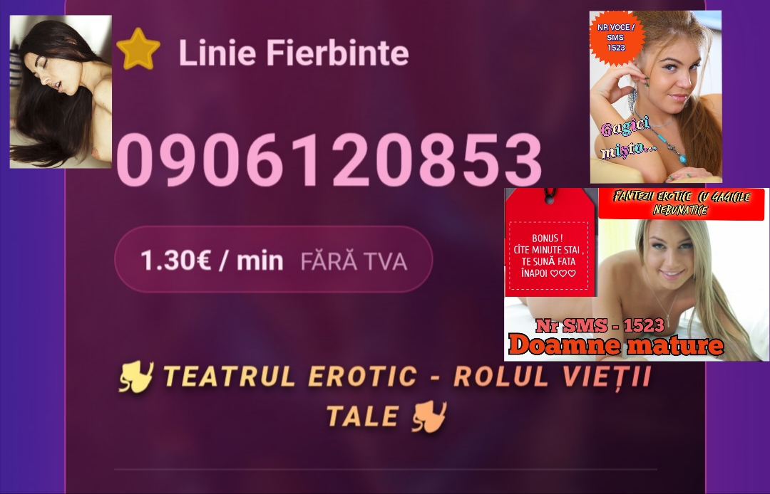 Escorte Sexy - România - Ai fantezii erotice, nu ai cu cine să le traiesti ? Ei bine , si eu.  … iar unele fantezii merită rostite cu voce joasă.  Descoperă o experiență discretă, intensă și personalizată.  Tot ce trebuie să faci este să formezi numărul și să îndrăznești.  Tarif ( 1, 3o euro fară tva) . 