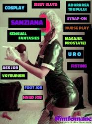 Bucuresti - Escorta Sexy - Pregateste-ti fundul pentru cea mai adanca si excitanta experienta de pegging! Sunt zeita extazului, Sanziana si te astept cu straponul la brau, sa iti ofer placeri divine! Cazi in genunchi si suge-mi scula de silicon, dominatoare prin usa de cand ti-o intredeschid! Am sa te fac sa tremuri si sa picuri de dorinta de a te infige in straponul meu! Extazul oferit de mine te va face supusul straponului meu.  Eu voi fi in controlul placerii tale si ti-o voi putea prelungi  si postorgasmic! Detin jucarii de toate marimile.  Iti pot oferi si feminizare, umilire, fingering, fisting, bdsm, fetisuri, uro, facesitting, jocuri de rol, findom. 