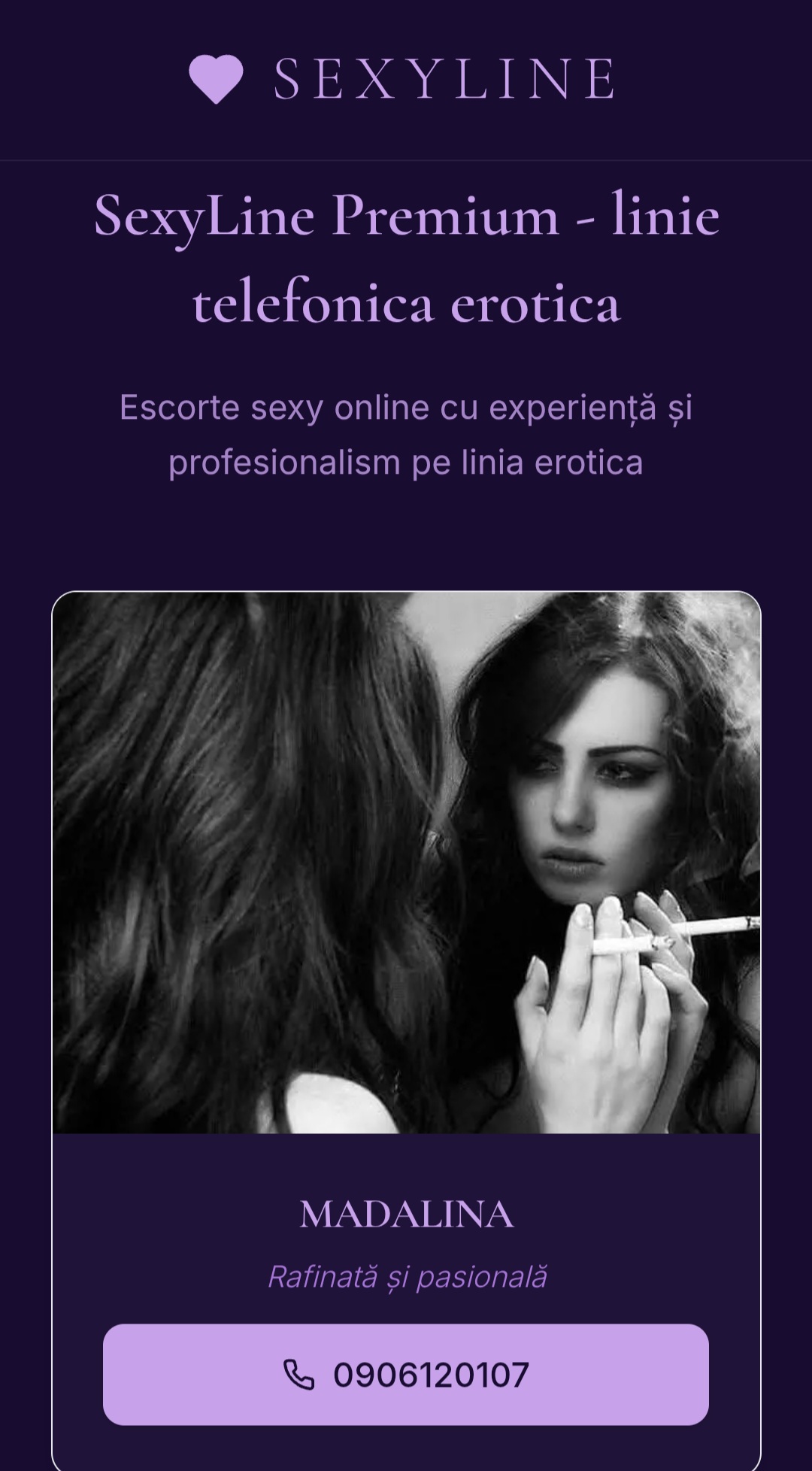 Escorte Sexy - Linieerotica-deziree.com - Rafinament, discreție și o experiență creată special pentru tine…
Există momente în care îți dorești mai mult decât o simplă conversație — îți dorești atenție, conexiune și o stare care te scoate din rutină.  
Aici vei găsi exact acel echilibru subtil între mister, eleganță și emoție.  
✨ Prezență caldă și atentă
✨ Conversații rafinate
✨ O experiență personalizată, în ritmul tău
Totul într-un spațiu discret, unde tu ești în centrul atenției.  
Permite-ți să descoperi ceva diferit…
???? linieerotica-deziree.  com