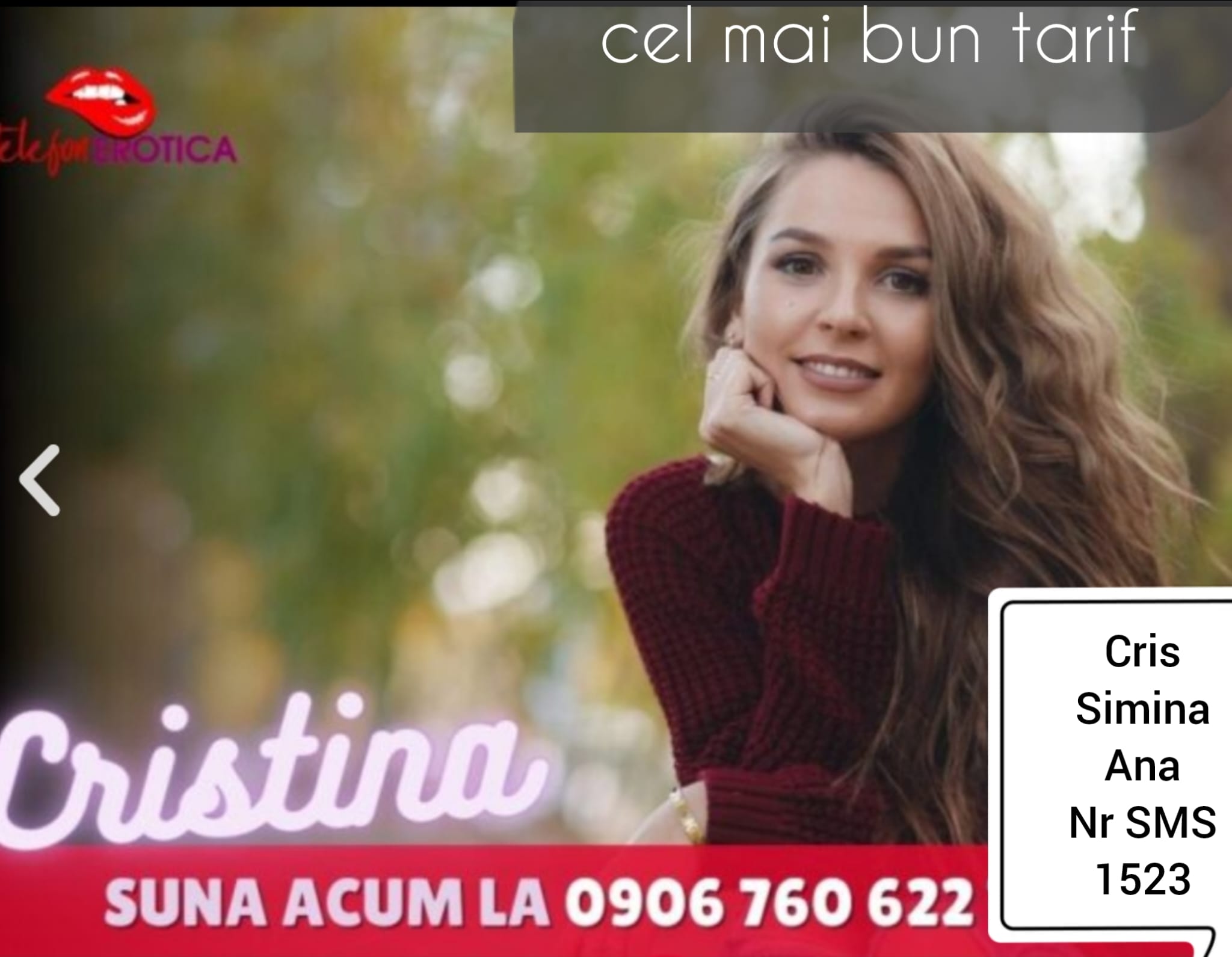 Escorte Sexy - Toată Tara - Bine ai venit la TELEFONEROTICA – spațiul tău secret pentru seducție prin cuvinte.  
Aici, fiecare mesaj e o invitație la plăcere.  Discută cu partenere reale, gata să exploreze dorințele tale cele mai intime.  
Ce oferim:
– Sexting personalizat trimite mesaj la numărul scurt de telefon 1523
– Discreție 100%
– Disponibilitate non-stop
Nu e doar text.  E o experiență erotică completă.  
Deschide conversația.  Închide lumea.  
Intră acum pe TELEFONEROTICA și trăiește fantezia!
Sună la numărul afișat!
Intra în site-ul oficial și alege fix ce ti se potrivește!